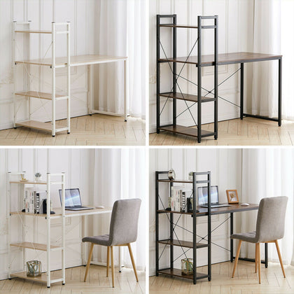 Corner Computer Desk with 4 Tier Storage Shelves Home Office Table Workstation