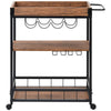 3Tier Metal Wood Rolling Kitchen Serving Trolley Cart Veg Storage Rack w/ Wheels