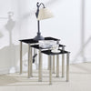 3pcs Rectangular Black Tempered Glass Side End Nested Table Bedside Coffee Table