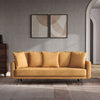 3-4 Seater Sofa Settee Fabric Couch Pillow Sofa Home Theater Mustard Yellow Seat