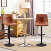 Set of 2 Bar Stools Adjustable Height Swivel PU Leather Bar Chairs Brown Modern