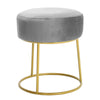 Grey Velvet Fabric Stool Dressing Table Seat Vanity Footstool Round Dining Chair