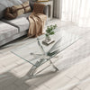 Glass Coffee Table With Chrome X Modern LivingRoom Furniture Tea Sofa Side Table