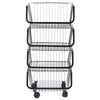 4 Tiers Kitchen Storage Trolley Cart Rack Tray Metel Wire Basket Shelf Rolling