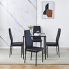 Small Space Dining Set 5Pcs Square Black Glass Dining Table+ 4 Dining Chairs Set
