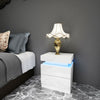 High Gloss Front Chest of 2 Drawers Bedside Table Cabinets LED Light Nightstand