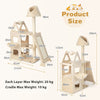 Multi-Layer Wooden Cat Tree 156cm Tall Cat Tower Modern Kitten Activity Center