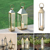 Stainless Steel Tall Glass Lanterns Floor Lantern Candle Tealight Holders Garden