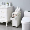 White Bathroom Storage Cabinet Narrow Cabinet Shelf Cupboard Unit Free Standing