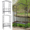 Iron Garden Arbour Pergola with Bench 2-Seater Plant Climbing Archway Loveseat