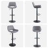 2 x Grey/Brown Bar Stools Swivel Padded Seats High Chairs Technology Cloth
