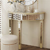 Large Bevelled Silver Mirrored Console Table Half Moon Dressing Table Side Desk