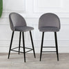 2X Velvet Bar Stools Breakfast Stool Kitchen Pub Chairs Grey 75cm Seat High