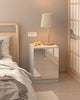 White Bedside Table Wooden Storage Cabinet 3 Mirrored Drawers Metal Handles
