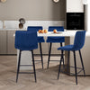 75CM Seat High Blue Velvet Bar Chairs Counter High Chairs Padded Seat Back Rest