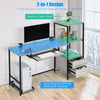 Wooden Computer Desk 3-Tier Shelves Computer Workstation W/ CPU Stand & Drawer