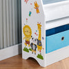 Children Bookshelf Kids Sling Book Rack with Storage Bins Toys Organizer White