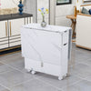 Drop Leaf Dining Table Mobile Folding Writing Desk 1 Drawer Storage Shelf Wheels