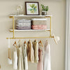 Industrial Vintage Pipe Shelf Wall Mount Clothes Rail Towel Bag Hanging Holder