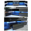 177CM Large TV Unit Stand Cabinet High Gloss Drawers Matt Body LED Lights UK
