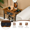 Set of 2 2-Tier Nightstand BedSide Sofa Table Storage Unit w/Charging Station