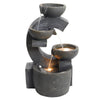 C-Shaped Bowls Cascading Water Fountain Feature Garden Statue With LED Lights UK