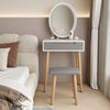 Dressing Table Vanity Set with LED Light Mirror Stool Drawer Make up Grey