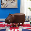 Brown Faux Leather Hippo Footstool Animal FootStool Ottomans Child Toy Gift Home