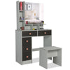 Dressing Table with Drawers, Mirror Stool Set Makeup Desk Vanity Table Bedroom