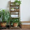 Vintage Wooden Ladder Flower Plant Stand Foldable 4 Tier Display Rack Bookshelf
