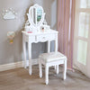 Kids Wooden Fantasy Dressing Table Vanity Set W/3 Drawers&Stool&