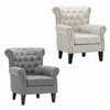 Retro Fabric Upholstered Armchair Tufted Wing Back Fireside Reception Sofa Chair