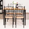 5PCS Dining Table & Chair Set Breakfast Bar Kitchen Furniture with Padded Seat