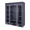 Mondeer Canvas Wardrobe Storage Organiser Fabric with Rail & Shelves Grey/Black