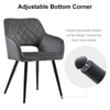 Set of 2 Grey Velvet Dining Chair with Diamond Seat & Metal Legs Dining Room
