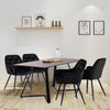 150cm Wooden Dining Table and 4 Velvet Chairs Set Padded Seat Home Kitchen Grey