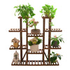 Anti-mould Wooden Plant Stand Tall Vintage 11 Holders Flower Herb Pot Rack Shelf