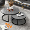 Set of 2 Nesting Tables Marble Coffee Table Semi Circle Accent Dual End Tables