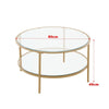 Round Coffee Table with Tempered Glass Top & Metal Legs Dining LivingRoom Golden