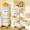 Mobile Kitchen Rotating Shelving Cart Vegetable Storage Basket Space Saving Rack