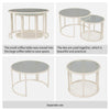 Modern Round Nesting Coffee Tables Set of 2 Glass Top Side End Tables NS