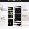 Wall-mounted Jewelry Storage Cabinet Door Hanging Jewelry Armoire w/ Full Mirror