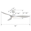 Dimmable 52 inch Ceiling Fan Light LED Lamp with Remote 6 Speed 3-Blades Cooling