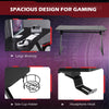 Gaming Desk Steel Frame w/ Cup Holder Headphone Hook Adjustable Feet Black