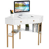 Corner Computer Desk Space Saving Corner Writing Workstation w/ 2 Large Drawers