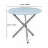 Round White Marble Tempered Glass Dining Table Silver Chromed Legs Dining Room