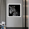 Large Crushed Mirrored Wild Animal Wall Hanging Leopard Beast Photo Frame Decor