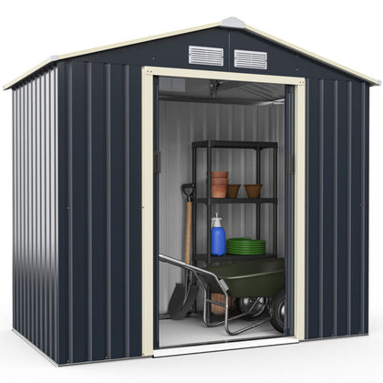 7FT x 4.3FT Outdoor Storage Shed Large Tool Utility Storage House W/Sliding Door