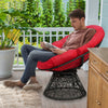 Papasan Chair Rattan Glider Deep Seat 360° Swivel Relaxing Chair W/ Soft Cushion
