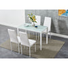 105cm 120cm Glass Dining Table and 4 /6 Padded Chairs Set Home Kitchen Furniture